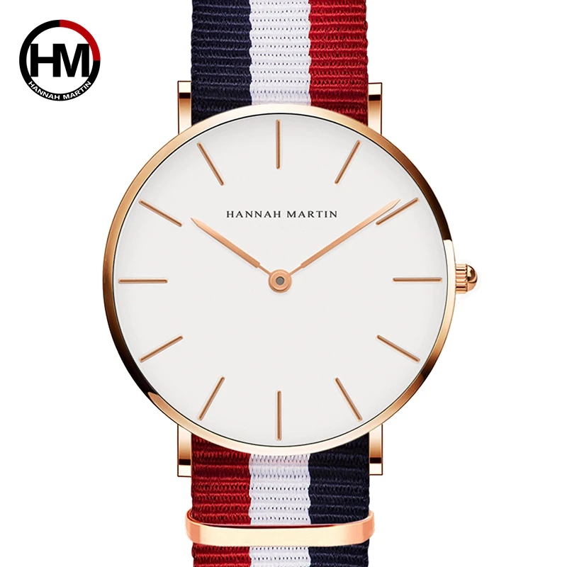 

Hannah Martin Lovers' Watches Brand Luxury Men Women Fashion Casual Quartz Watch Simple Nylon Clock Relojes Mujer Montre Femme