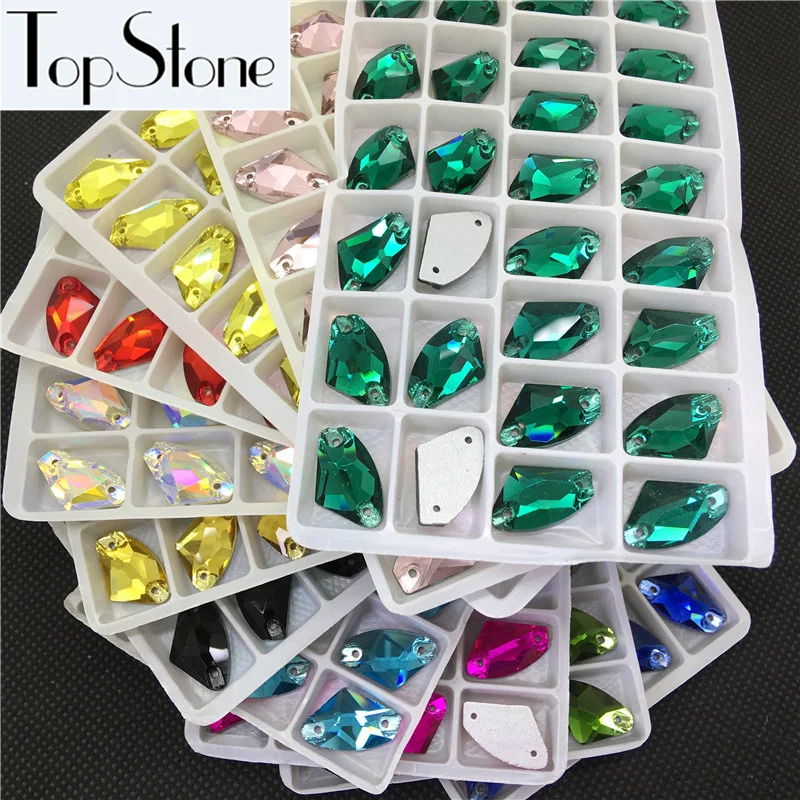 Разные размеры цветные стеклянные кристаллы форма AX пришивные стразы с плоской