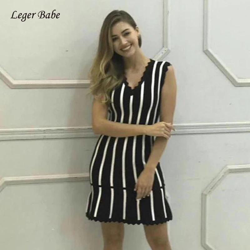 Женское Бандажное платье высокого качества элегантное без рукавов с v образным