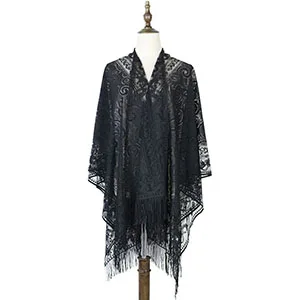 black Пляжное женское пончо, шаль, накидки, накидки, кружевные пончо, накидки, модная верхняя одежда, палантин, шарфы, роскошный брендовый шарф для женщин - Цвет: black