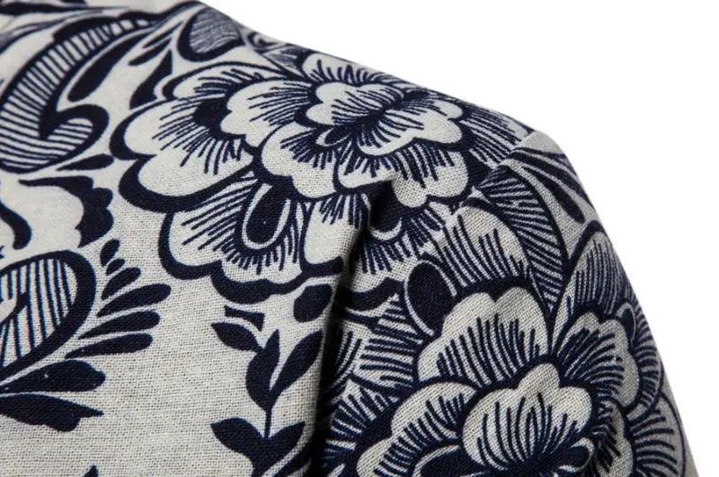 2019 Autumn Fashion Linen Jacket Men Hip Hop Large Size Flowers Pilot Bomber Coat Men's Printing Jackets EUR S-2XL | Мужская одежда