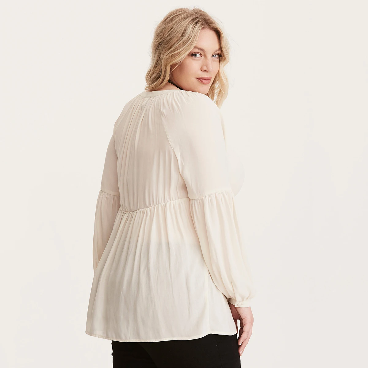 Kissmilk Women Plus Size Hollow Out Button Shirt Long Sleeve Solid Loose Basic Tops Lantern Sleeve Large Size Casual Shirt