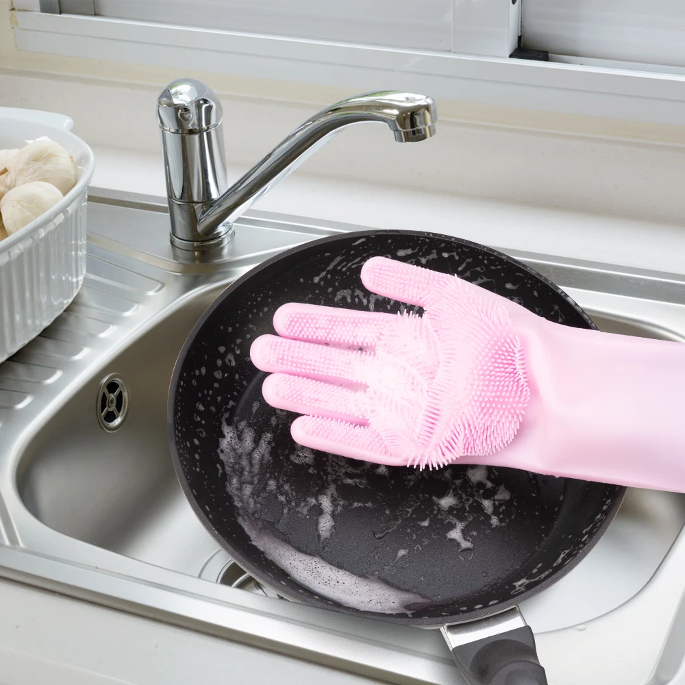 Magic Silicone Dish Washing Gloves Kitchen Accessories Dishwashing Glove Household Tools for Cleaning Car Pet Brush | Дом и сад