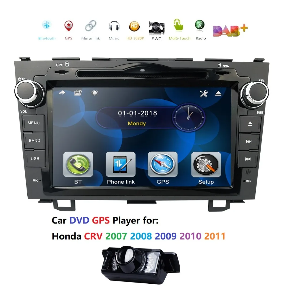" автомобильный стерео dvd-плеер радио для HONDA CRV 2007-2011 gps навигация RDS/USB/SD/SWC/BT/сабвуфер выход/DAB+ задняя камера
