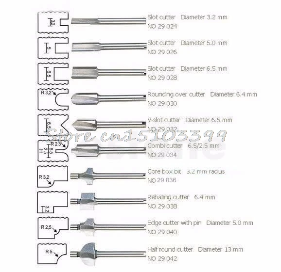 Фасонные фрезы HSS Деревообрабатывающие фрезерные подходит Dremel набор роторных инструментов 10 шт. 1/" 3 мм Прямая поставка