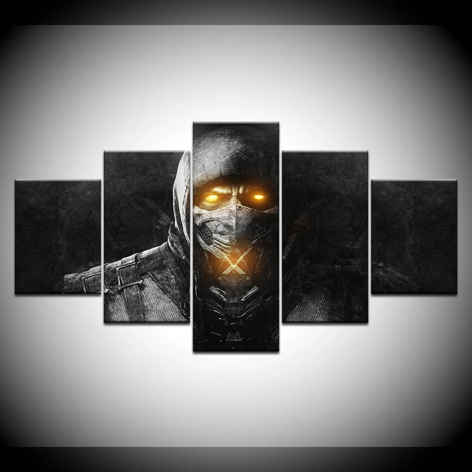 Картина на холсте Mortal Kombat 5 шт. Настенная картина модульные обои плакат печать для
