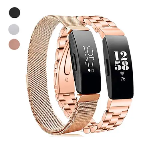 2 шт. Для Inspire& Inspire огнеупорные часы группа нержавеющая сталь+ Milanese Loop сетки Замена браслет металлический бизнес ремешок