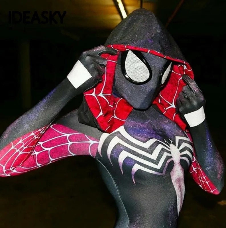Super hero паук Гвен gwen stacy костюм маска для косплея на Хэллоуин костюмы женщин