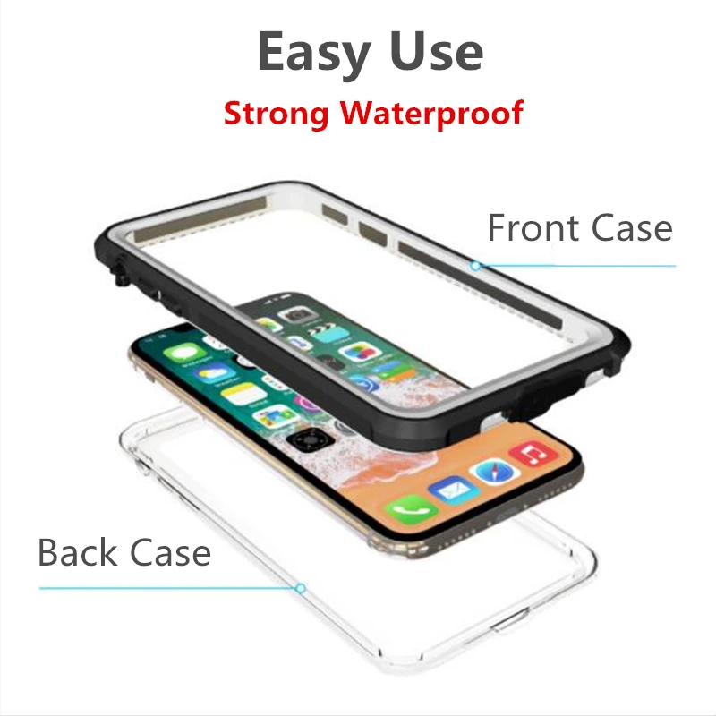 100% водонепроницаемый чехол для iPhone X XS ударопрочный плавания и дайвинга открытый