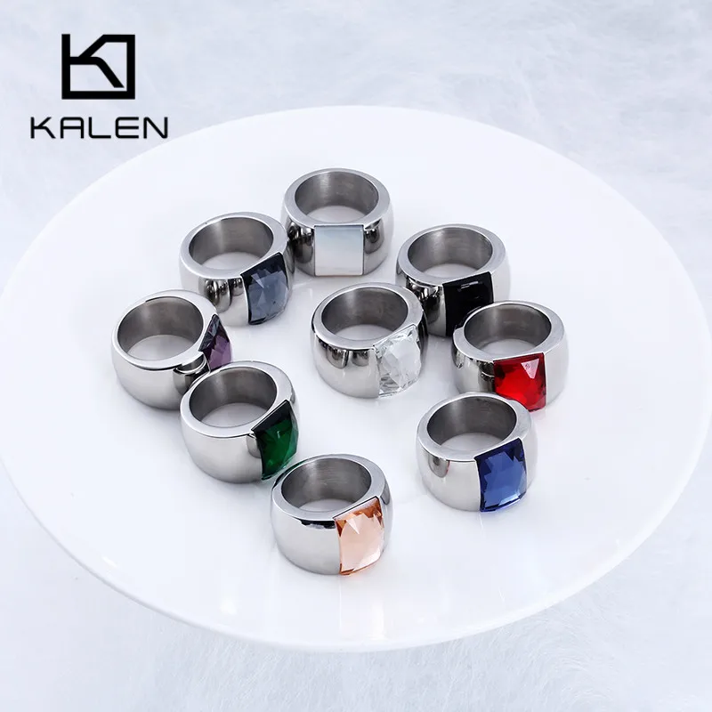 Модные золотые и цветные кольца Kalen из нержавеющей стали для женщин квадратные