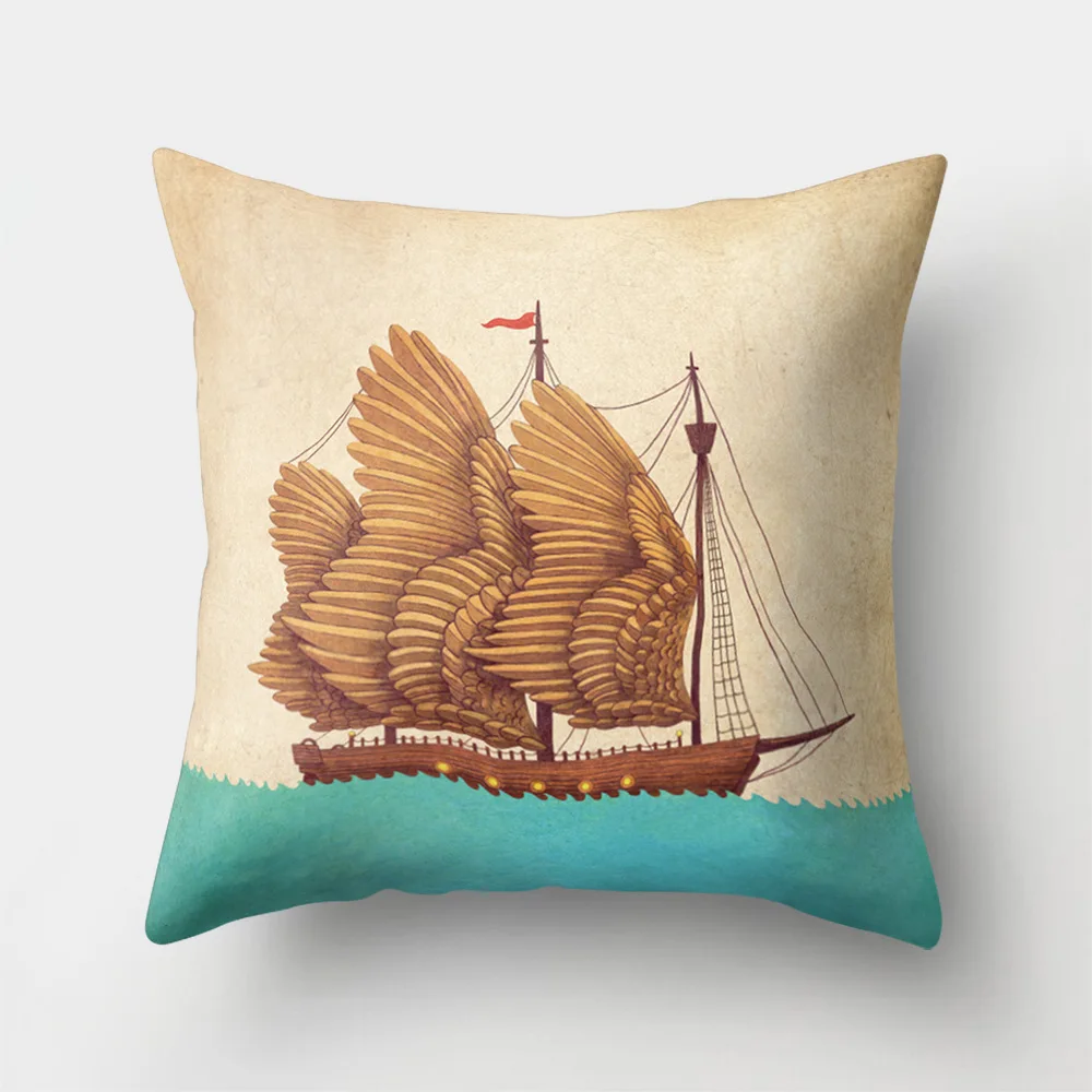 Nunubee подводный мир полиэстер чехлы Дельфин печатных Home Decor наволочки осьминог диванную подушку случай 45X45 см