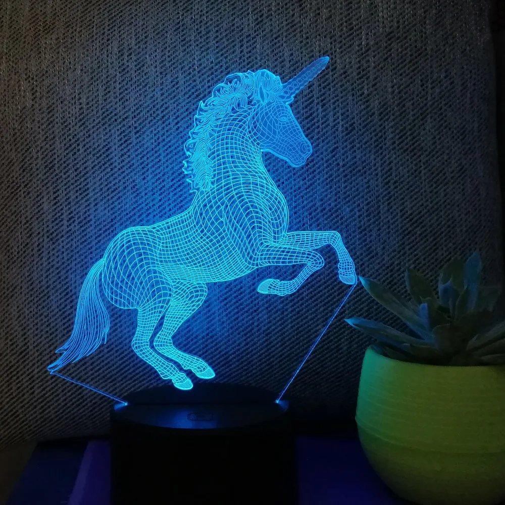 

Unicorn 3D LED Night Light Unicornio Party Cartoon Lamp 7 Color Change Baby for Bedroom Beside Lamp Baby Sleep Lighting Gifts