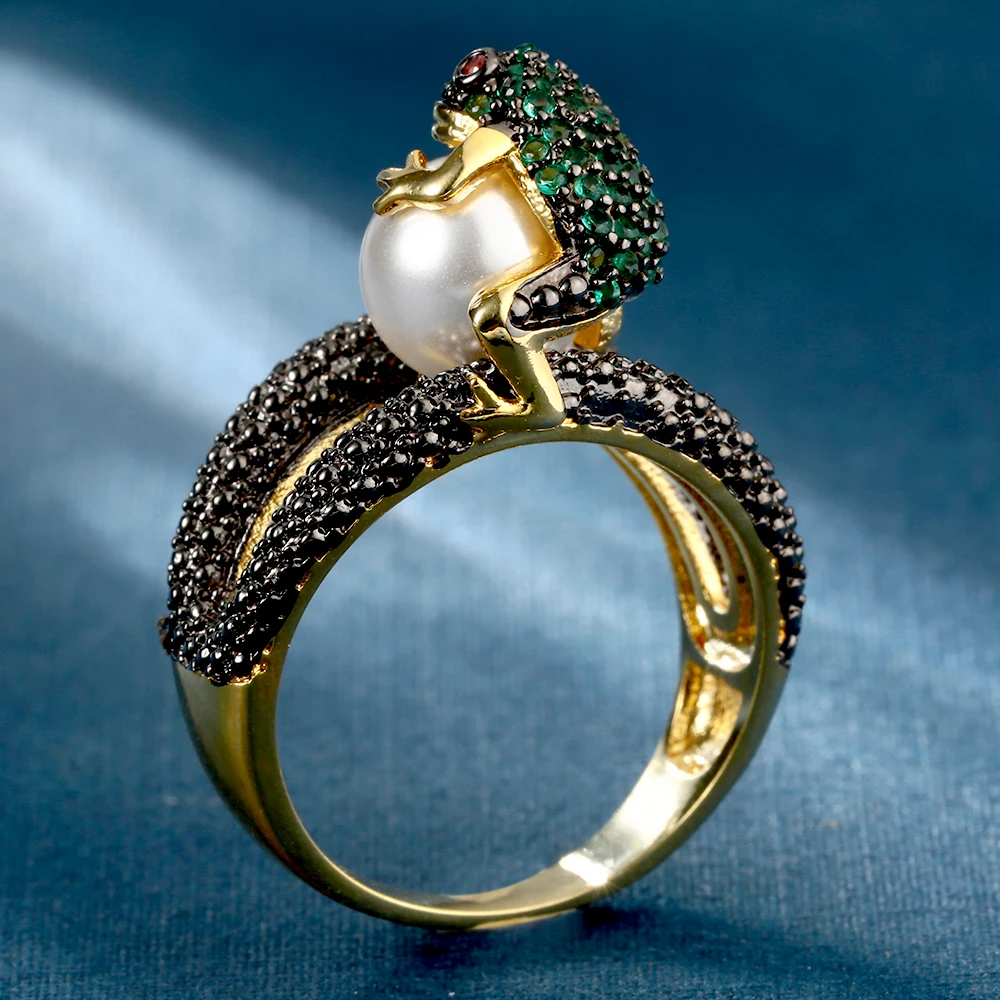 Женские кольца с микро цирконием круглые на пальцы золотого цвета|pearl ring|finger ringrings