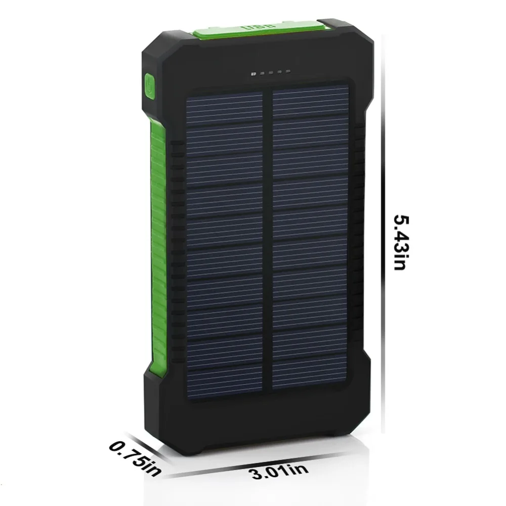 Водонепроницаемый 20000mAh Солнечное зарядное устройство с двумя портами USB внешний