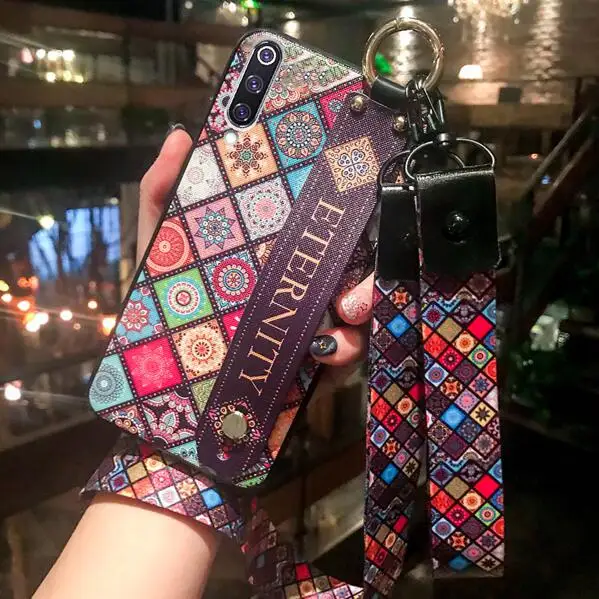 phone bag case Чехол для телефона из ТПУ с ремешком на запястье для xiaomi mi 9 8 se lite A1 A2 redmi note 7 6 5A 5 4X, мягкий силиконовый чехол с цветочным рисунком - Цвет: phone bag case