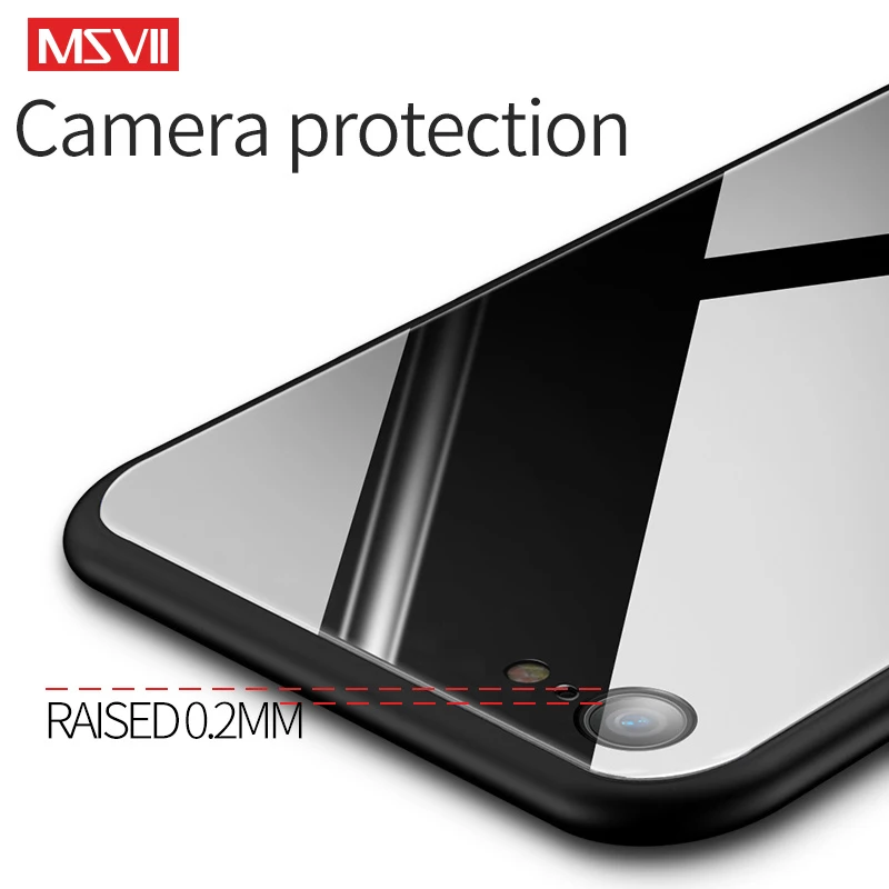 Msvii для iPhone 6 чехол Чехол 6S плюс роскошный Стекло защитный Обложка Розовый