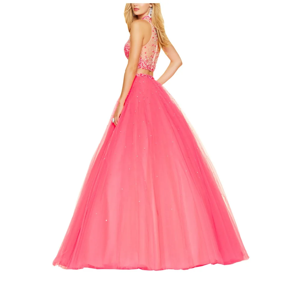 Кристаллы белого двух частей дешевые пром dress длинные полые назад a line тюль