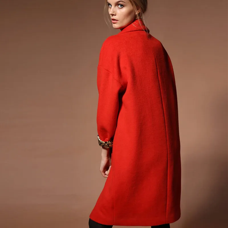 Женское шерстяное пальто 2017 Осень Зима Новая мода теплый нагрудный кокон базовое