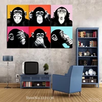 6 piecesset cute orangutan hd printed painting on canvas room decoration wall art pictures for childrens room decoration