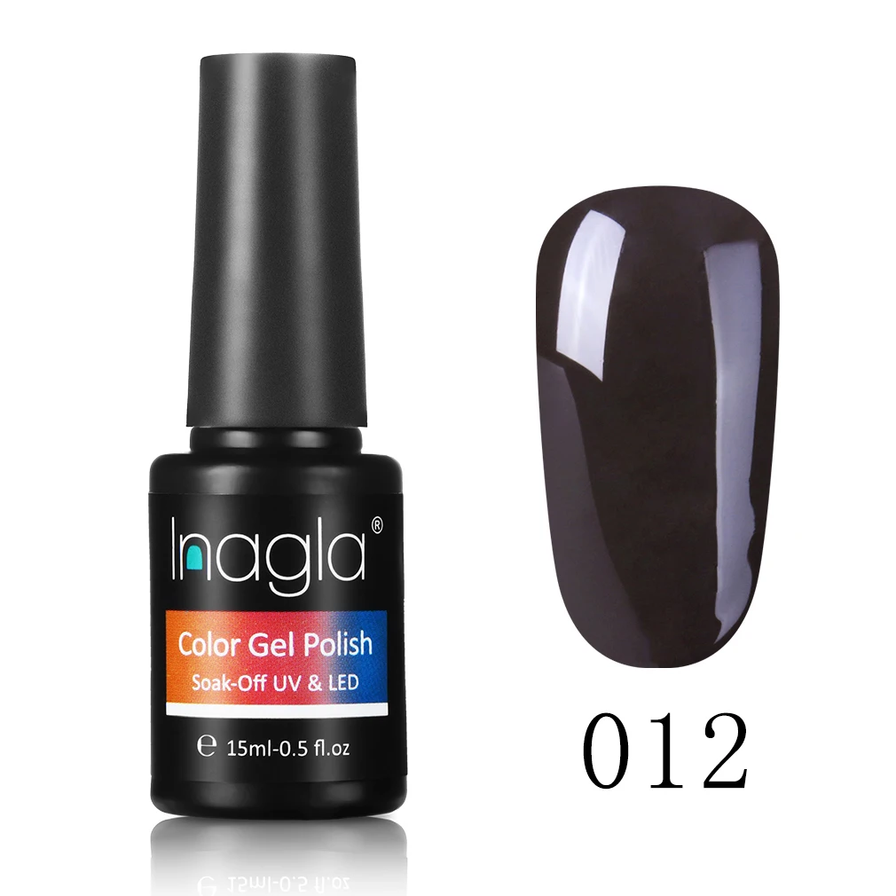 012 Inagla, 12 чистых цветов, кофейная Коричневая серия, Гель-лак для ногтей, 15 мл, замачиваемый, УФ светодиодный, базовое верхнее покрытие, Полупостоянный акриловый лак - Цвет: 012