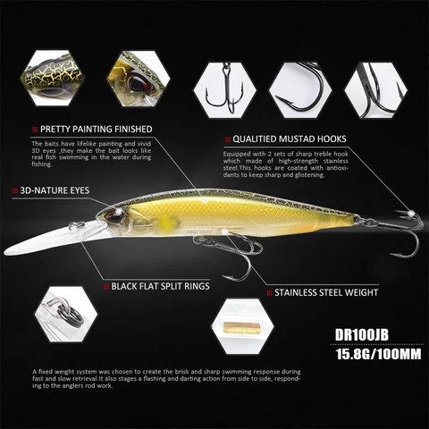 ALLBLUE Профессиональная приманка JERKBAIT 100DR для рыбалки — внешний вид товара