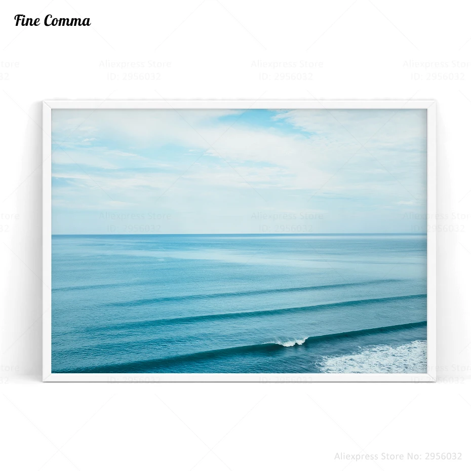 

Clean Blue Sea Waves Poster Scandinavian Decor Nordic Art Posters and Prints Wall Picture for Living Room Wall Art Canvas Print
