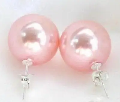 10 mm Pink South Sea Shell Pearl &amp Silver Stud Earrings&gtjewerly free shipping | Украшения и аксессуары