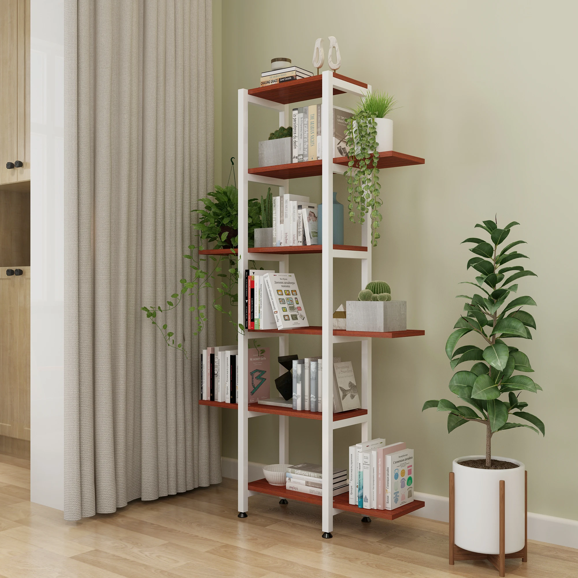 Louis Fashion Bookcases Bedroom Simple Tree Steel Wood Iron Art Multi-layer Economical Household Saving Space | Мебель