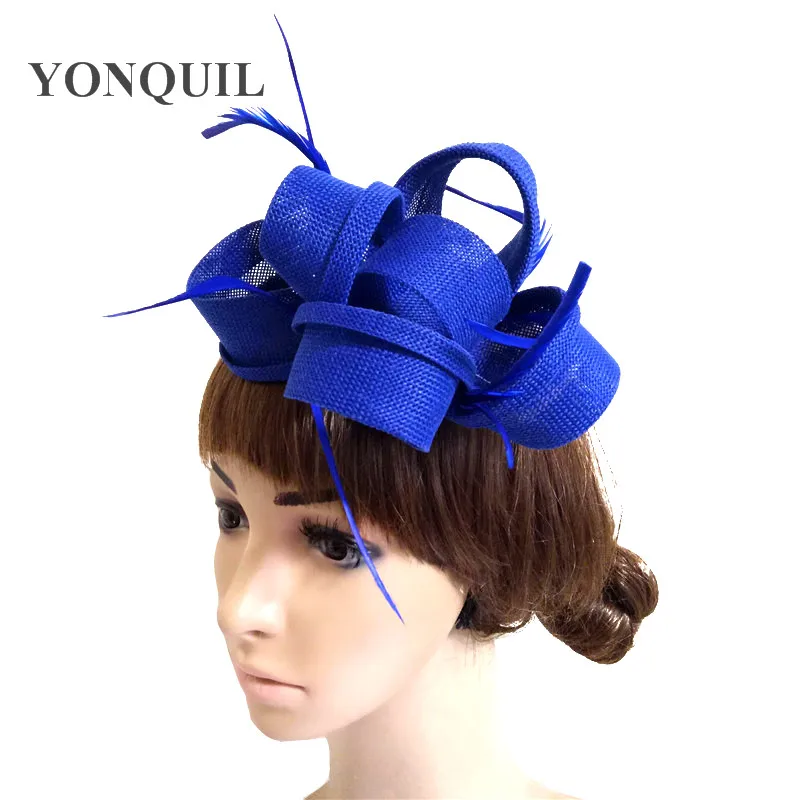 

Retail Royal Lady imitation sinamay Top quality Classic White Black Feather Fascinator Clip Wedding Party Women Hair Accessories