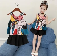 chiffon top shorts set printed korean version of the new girls princess dress childrens dress skirt dress