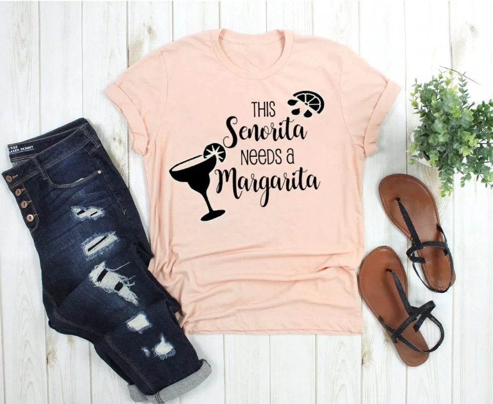 

This Senorita Needs A Margarita t shirt funny slogan young women fashion street party cotton casual aesthetic tumblr tees tops