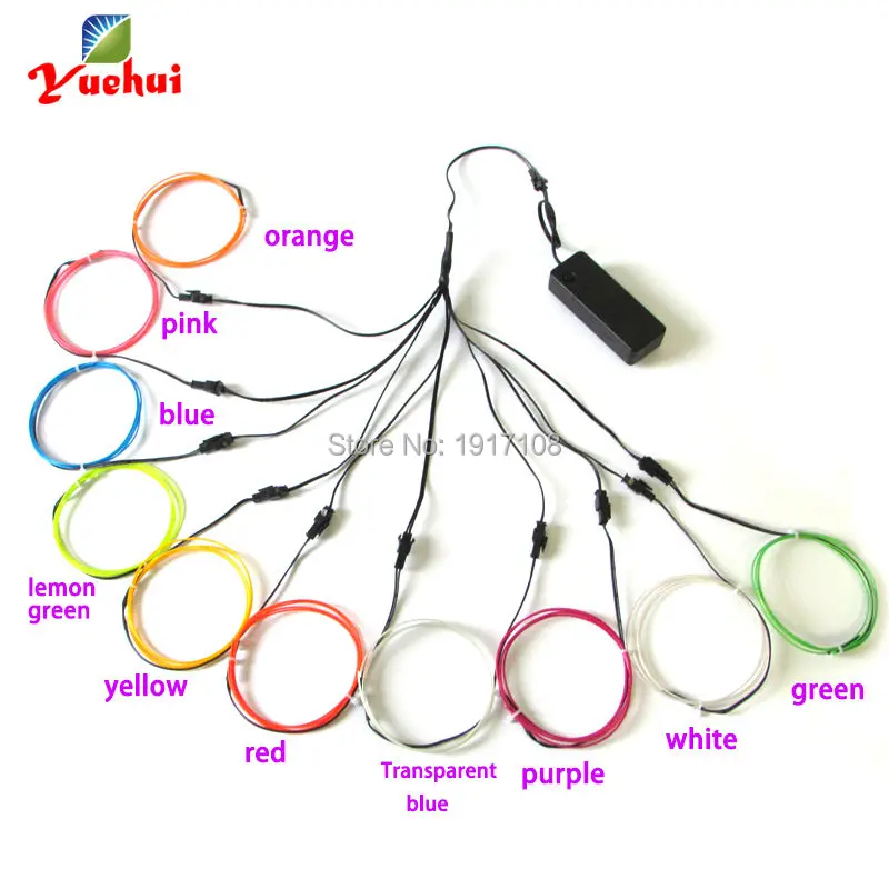 10 штук 1 метр многоцветный 1.3 мм электролюминесцентный гибкий провод EL-неонового свечения для игрушек/ремесел Свадебного украшения.