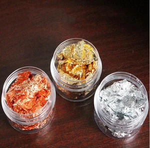 Фольга для дизайна ногтей, 3 банки, 3 разных цвета, золото, розовое золото и серебро, металлическая фольга для дизайна ногтей, листовые хлопья