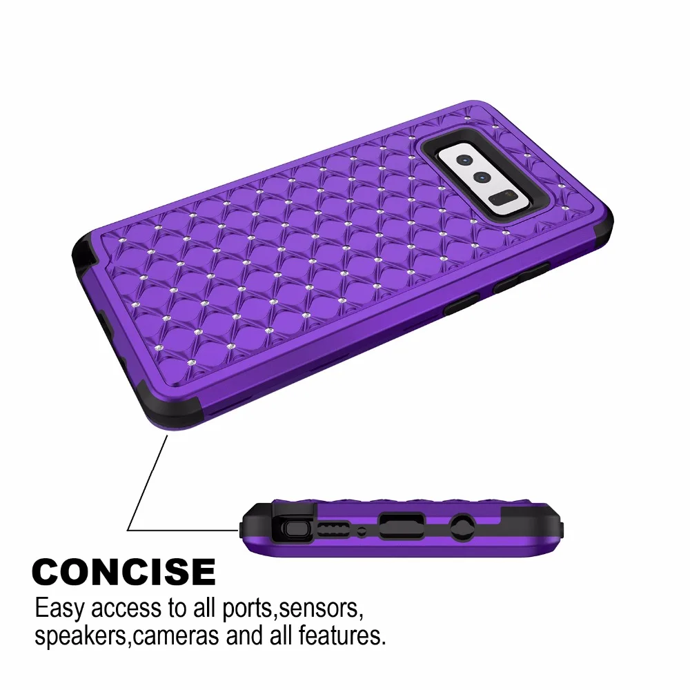 Luxury Bling Style 3 in 1 Durable PC+TPU Glitter phone Case For Samsung Galaxy Note 8 Full pretection anti-knock Armor |
