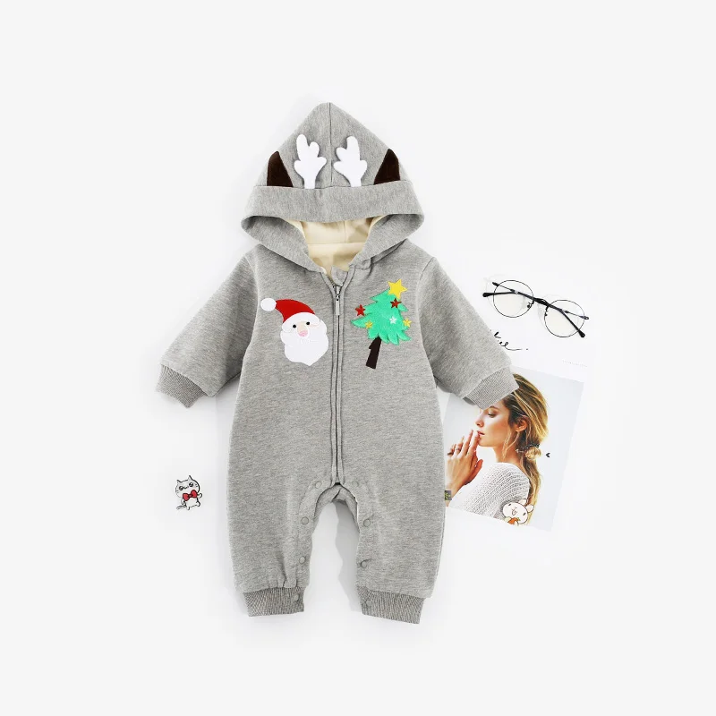 Christmas Baby Printed Rompers Clothes Winter Cute Boy Girl Garment Thicken Warm Comfortable Cotton Kids Jumpsuits Clothing | Детская