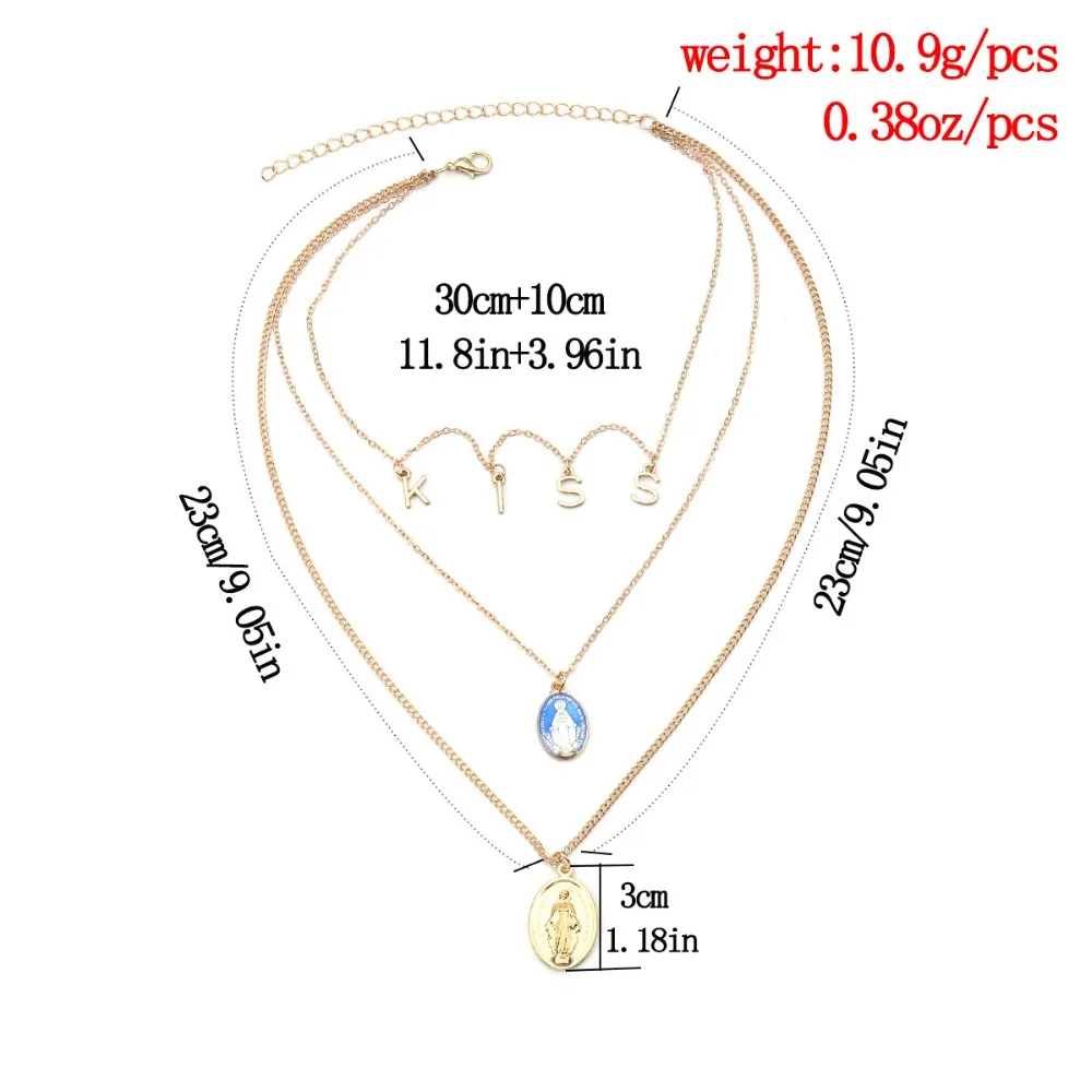 KISS web celebrity vintage multilayered exaggerated necklace with Jesus cross alloy letter set clavicle | Украшения и аксессуары