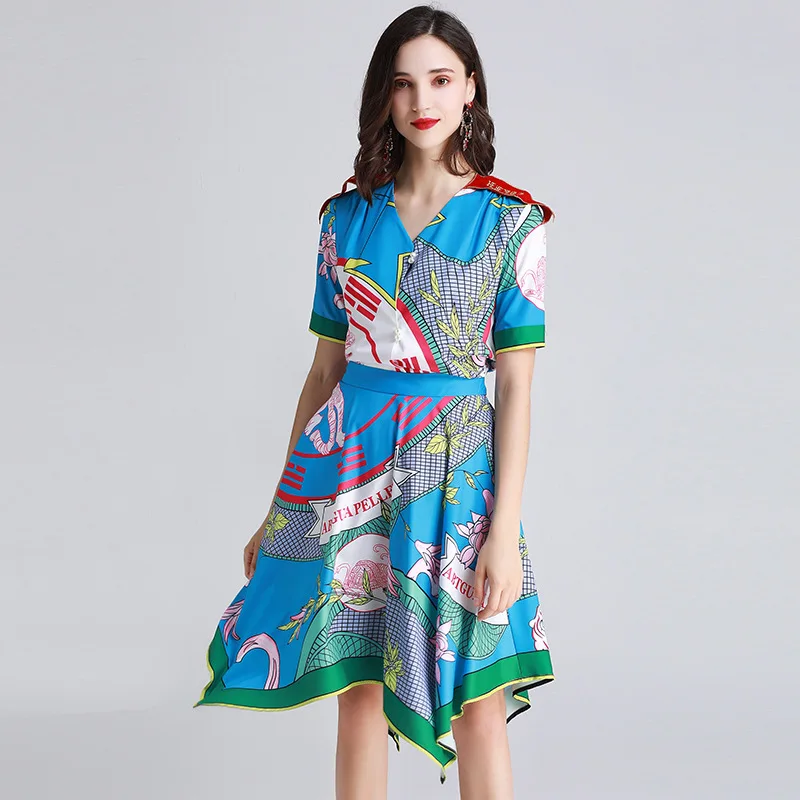 Женский комплект из двух предметов модный костюм с юбкой и v образным вырезом +