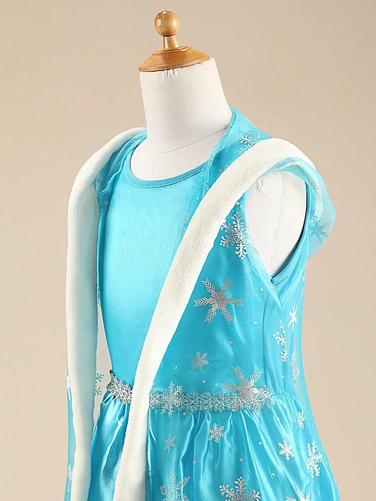 Платье Снежной Королевы для девочек платье с капюшоном и изображением Анны Эльзы