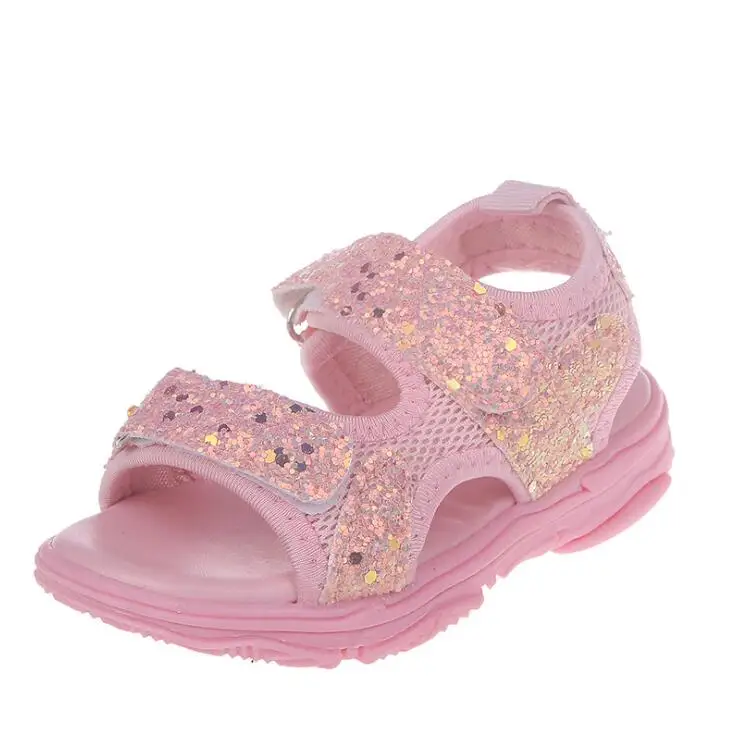 New Girls Princess Beach Shoes Kids Summer Sandals With Sequins Fashion Boys Mesh Sports Sandal Black Pink White EU 21-30 | Детская