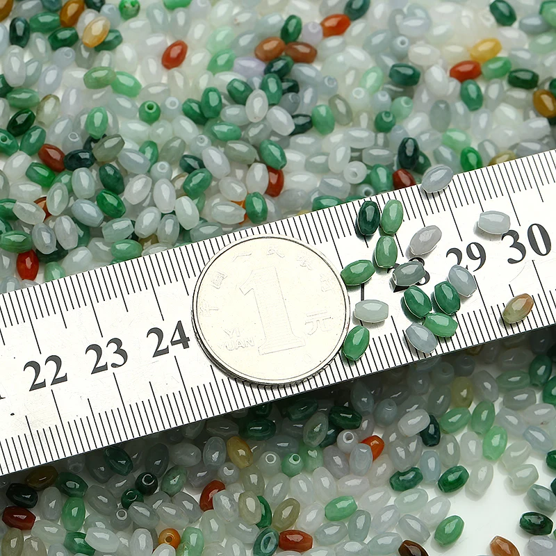 50 pcs Burma three small beads wholesale natural a cargo jade ice waxy ock scattered DIY jewelry with sub | Украшения и