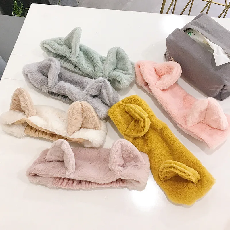 

Free shipping Women cute soft Bear headbands Bear's ear hair scrunchies korea style girl's hair Tie pretty Hair Accessories