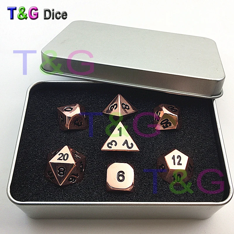 7 шт./компл. набор металлических игральных костей d4 d6 d8 d10 d % d12 d20 RPG игральные кости