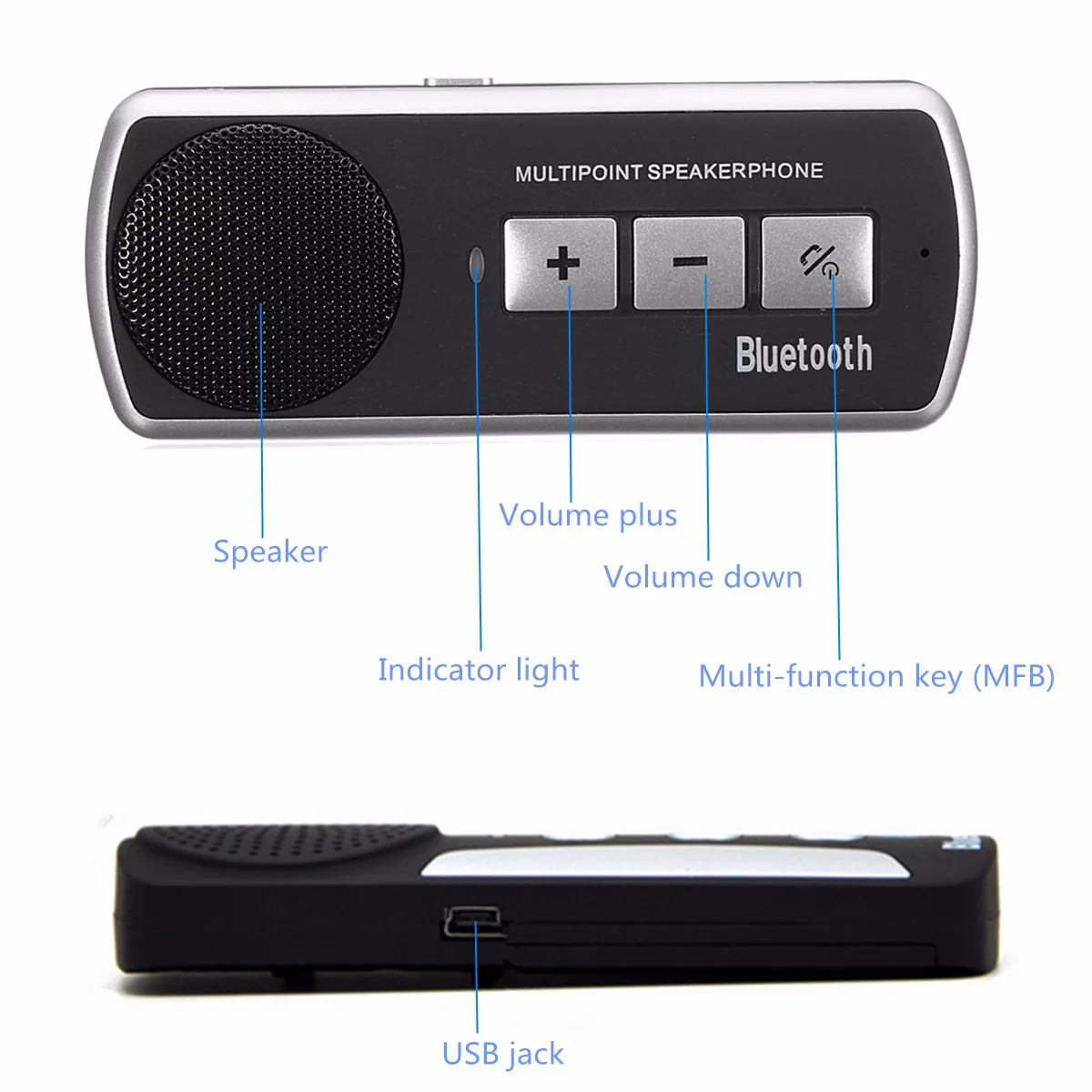 KROAK комплект беспроводной связи bluetooth для автомобиля, громкая связь, динамик, телефон, солнцезащитный козырек, клип-диск, говорящий динамик, телефоны для i Phone Android
