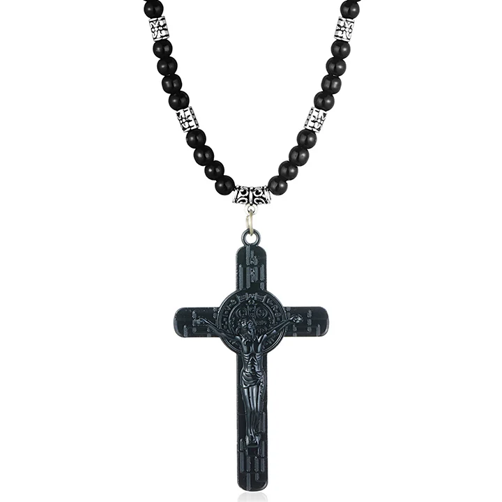 1 INRI Symbol Распятие Кожаный веревочный браслет с подвеской ожерелье для женщин ретро крест Иисус бусы цепочка ожерелье мужские Религиозные ювелирные изделия CN13 - Окраска металла: 1