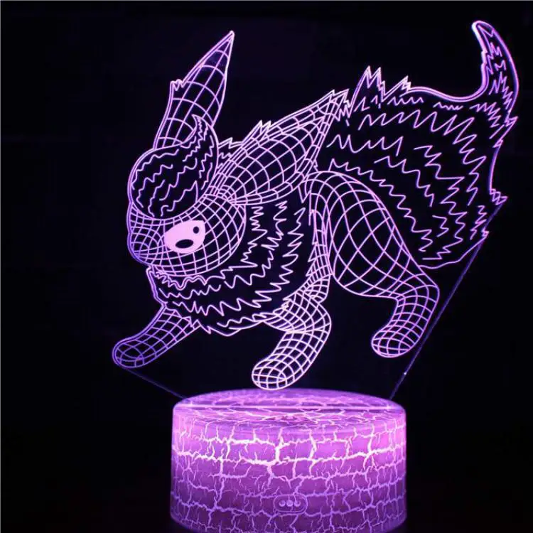 Umbreon 3D лампа Pokemom RGB съемный светильник настроения 7 цветов световая база холодный ночник для Рождественский подарок - Испускаемый цвет: 7 color change