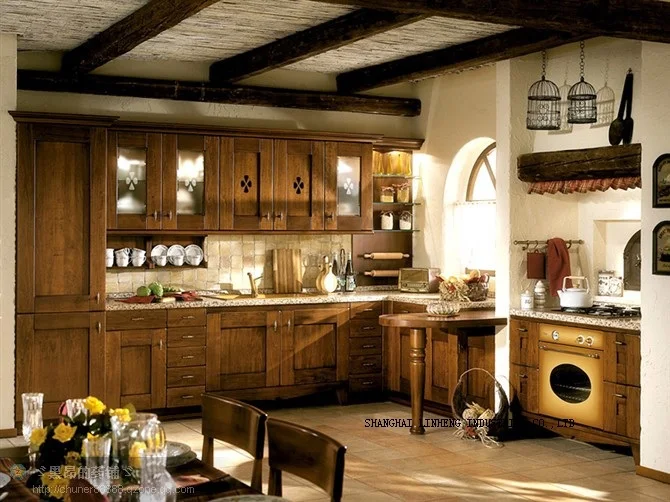 

Solid wood kitchen cabinets free standing (LH-SW020)