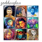 FB0359 буддистская статуя Будды Лотос 12 мм20 мм25 мм30 мм квадратный фото стекло кабошон демонстрация плоская задняя фурнитура