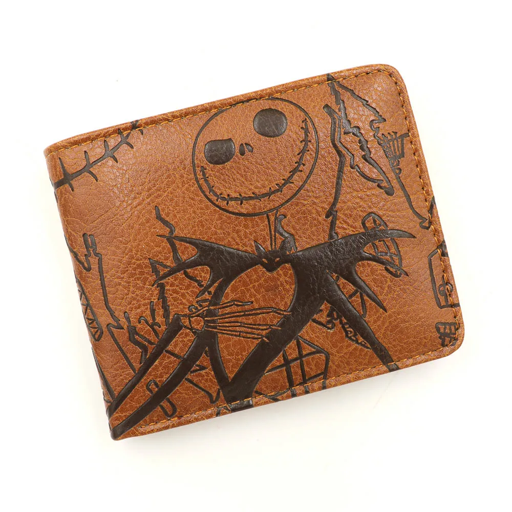 Кошмар перед Рождеством аниме короткий кожаный бумажник Jack Skellington держатель для карт сумка для денег для мужчин и женщин портмоне для подарка - Цвет: A