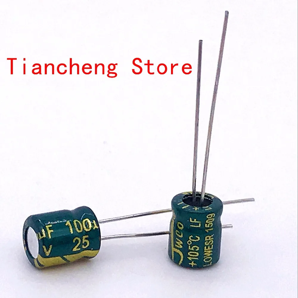 25V100UF 100UF 25V High frequency low resistance long life brand new authentic plug-in electrolytic capacitor  volume 6*7