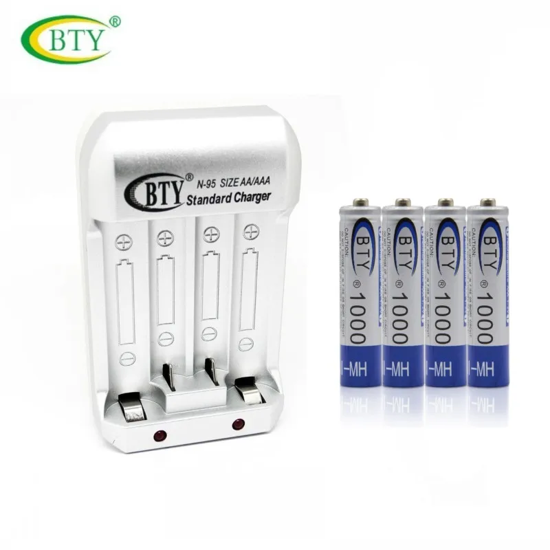 Аккумуляторная батарея BTY N95 AA AAA EU зарядное устройство с 4x 1000 mAh 1 2 V Ni MH
